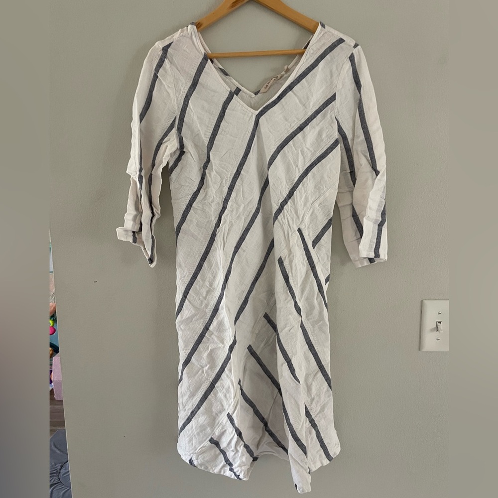 Soft Surroundings White and Blue Striped Coverup Dress
